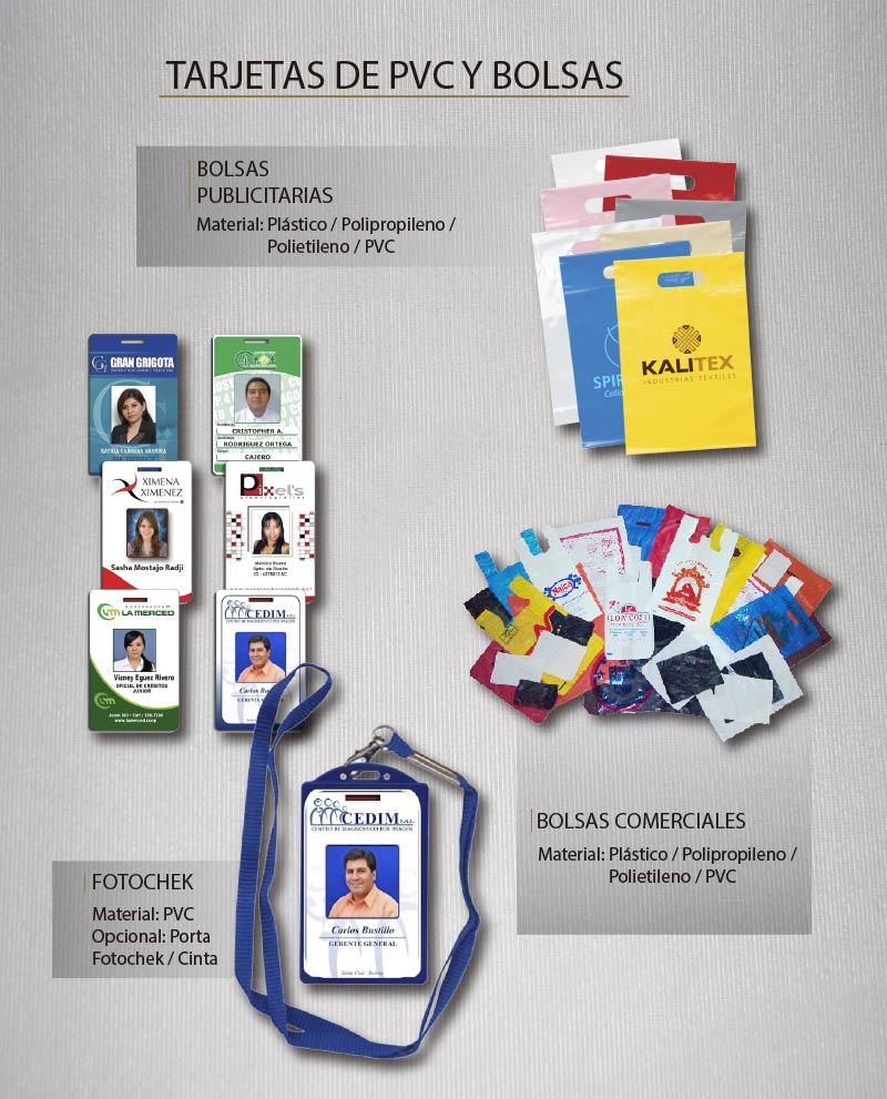 Tarjetas de PVC y Bolsas